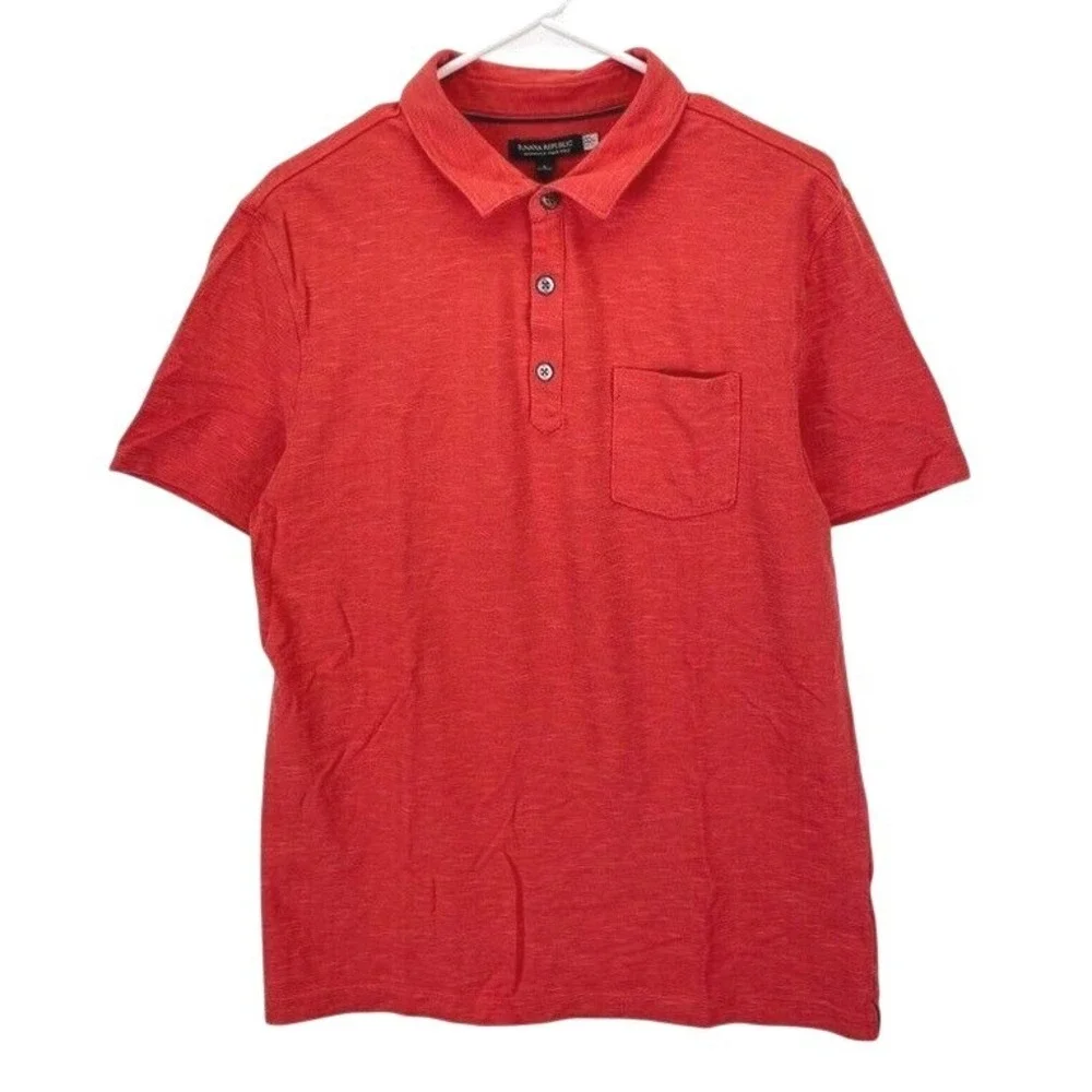 Banana Republic Performance Pique Polo Shirt Men's Size Large Red Casual Golf